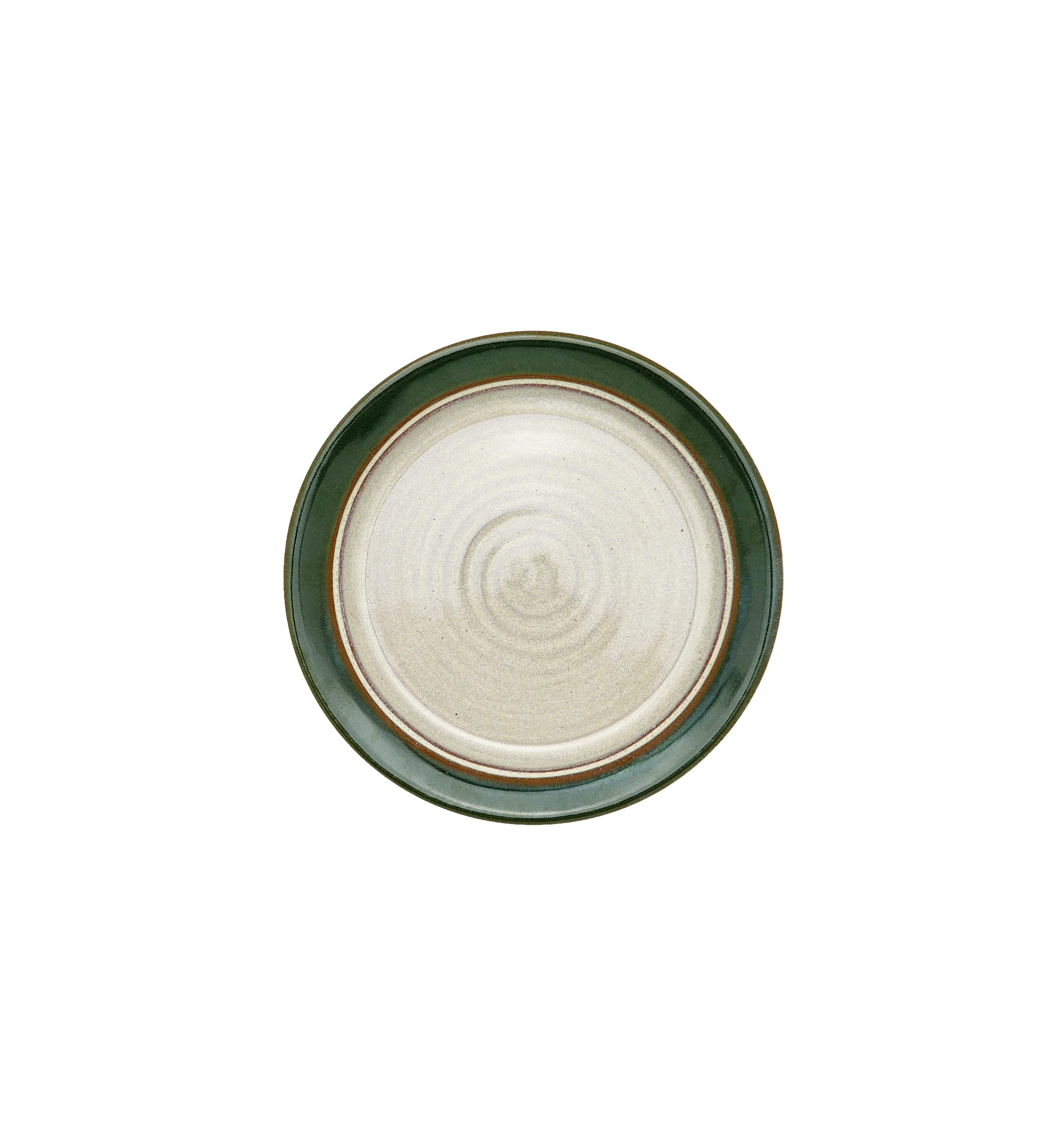 Image Description for Dessert Plate (6.5") in Dark Green: A dessert plate from Clinton Pottery's Handmade Dinnerware Collection, showcasing a rich and deep "Dark Green" glaze. The 6.5-inch plate exhibits a glossy finish with hues reminiscent of lush vegetation. Its petite size is ideal for serving delightful desserts or small treats with a touch of natural charm.