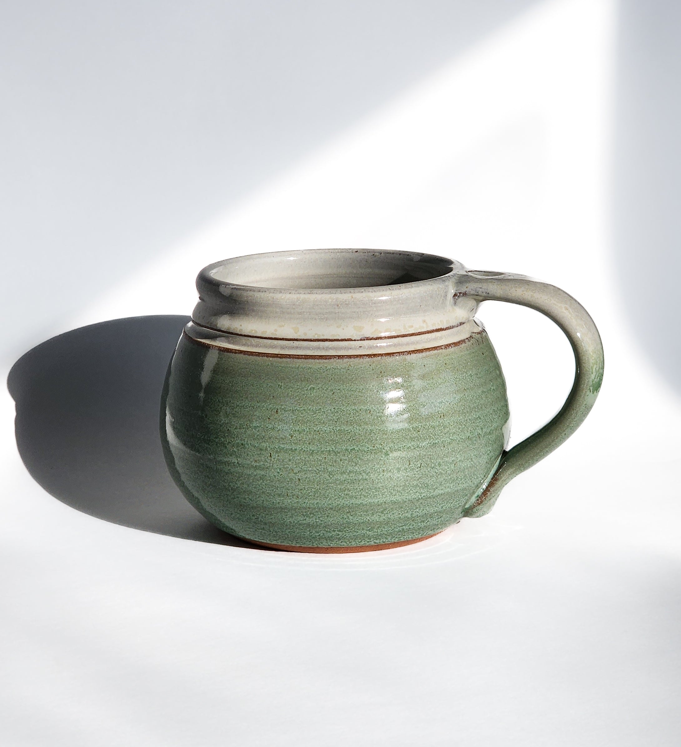 Big pottery light green mug buy set, SET OF TWO